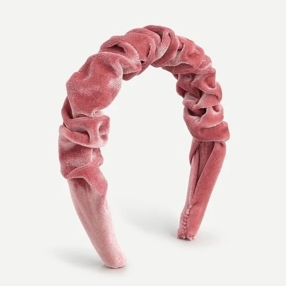 J. Crew Pink Velvet Scrunch Headband - Picture 1 of 1